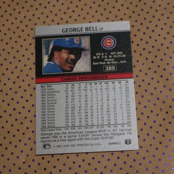 George Bell #389 Baseball Card - Picture 2 of 2